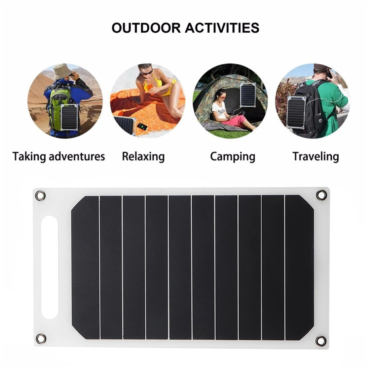 Excellway 10W Portable Solar Panel Charger: Lightweight 5V USB Power Bank with Monocrystalline Cells for Outdoor Travel, Camping, Hiking, Emergency Backup