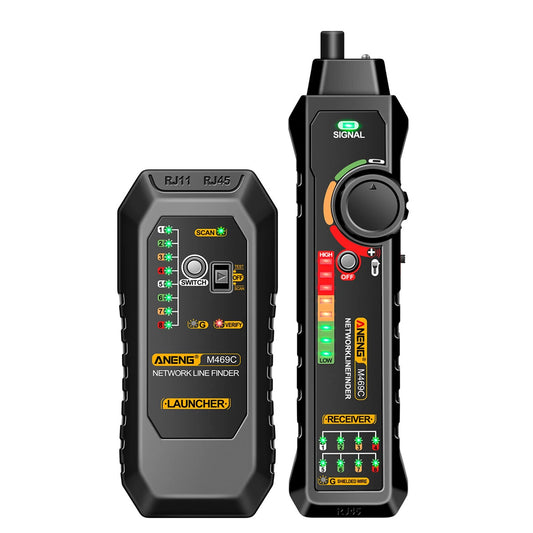 ANENG M469C Network Cable Tracer with Flashlight, Auto Shutdown, Low Voltage Alert, 9V Battery, RJ11/RJ45 Compatible