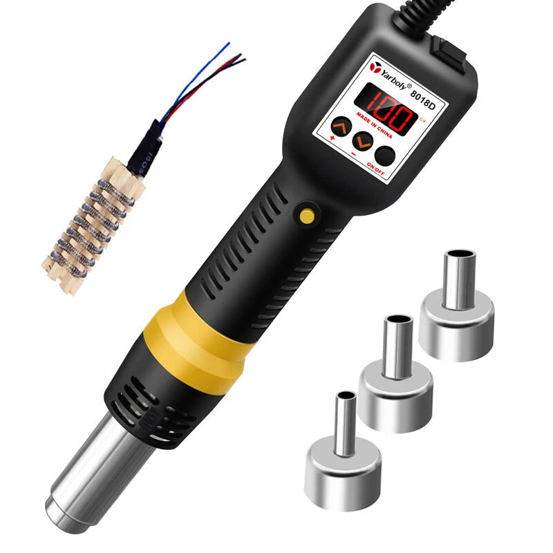 Yarboly Adjustable Temperature Heat Gun with Digital Display for IC Chip Removal, Welding, and Mobile Phone Maintenance