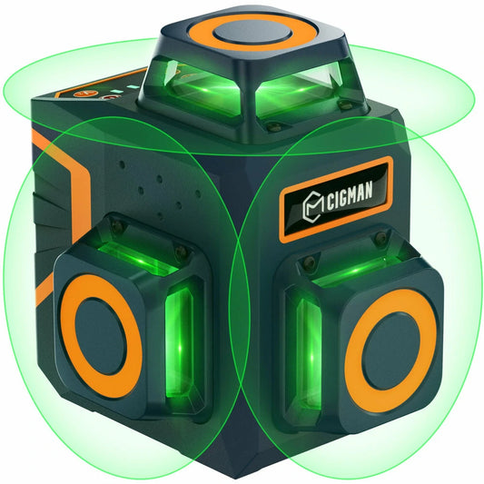 CIGMAN 3x360° Self Leveling Laser Level CM-701/CM-701SE | Rechargeable, Remote Control & Magnetic Bracket | 100ft Range for Wall & Picture Frame Leveling