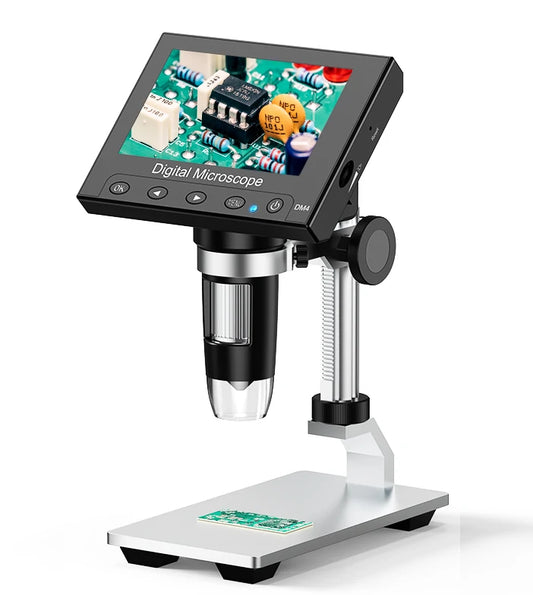 Mustool DM4 8MP 720P Microscope, 500/1000x Magnification, LED Lights, Manual Focus, Multi-Language Support for Research & Inspection
