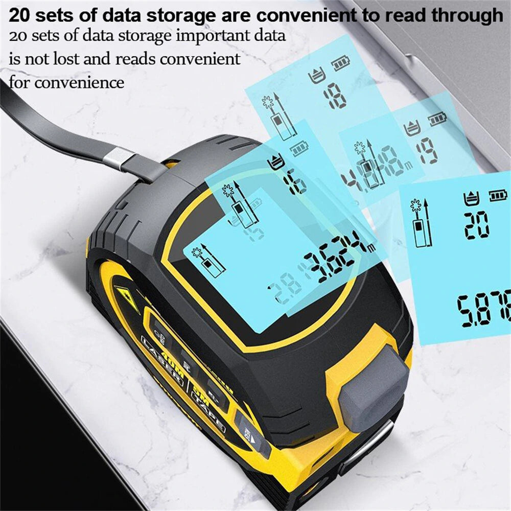 3-in-1 Laser Tape Measure: 40M/60M Rangefinder, 5M Tape, High-Precision Infrared Electronic Distance Meter