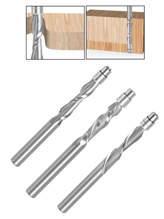 LAVIE Solid Carbide Flush Trim Router Bits - 1/4 Inch Shank, Top Bearing, Two Flute Woodworking Cutter