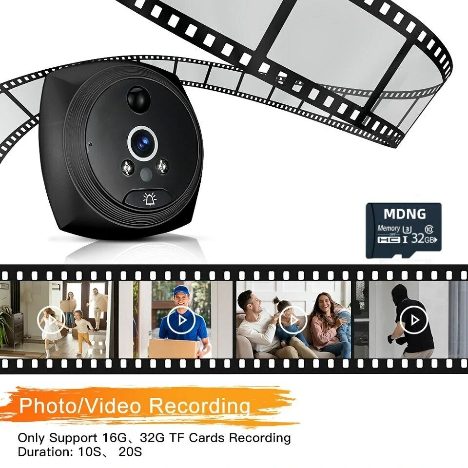 4.5-inch LCD Peephole Camera Doorbell with Wide Angle, Motion Detection, and Visitor Recording