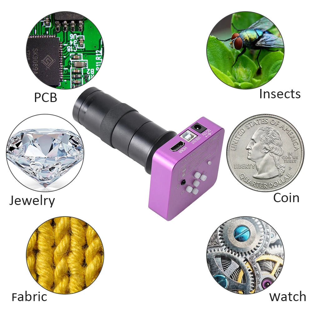51MP HDMI Video Microscope Camera with 130X Zoom Lens for PCB Repair Soldering - HAYEAR Industrial