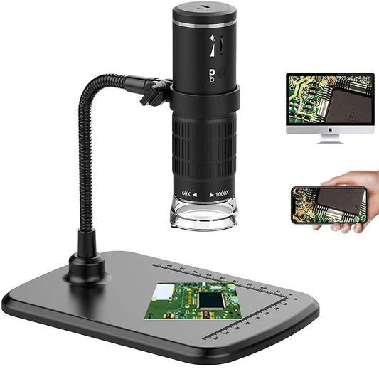 Wireless Digital Microscope 50X-1000X USB HD Camera with Flexible Stand for Phone and PC