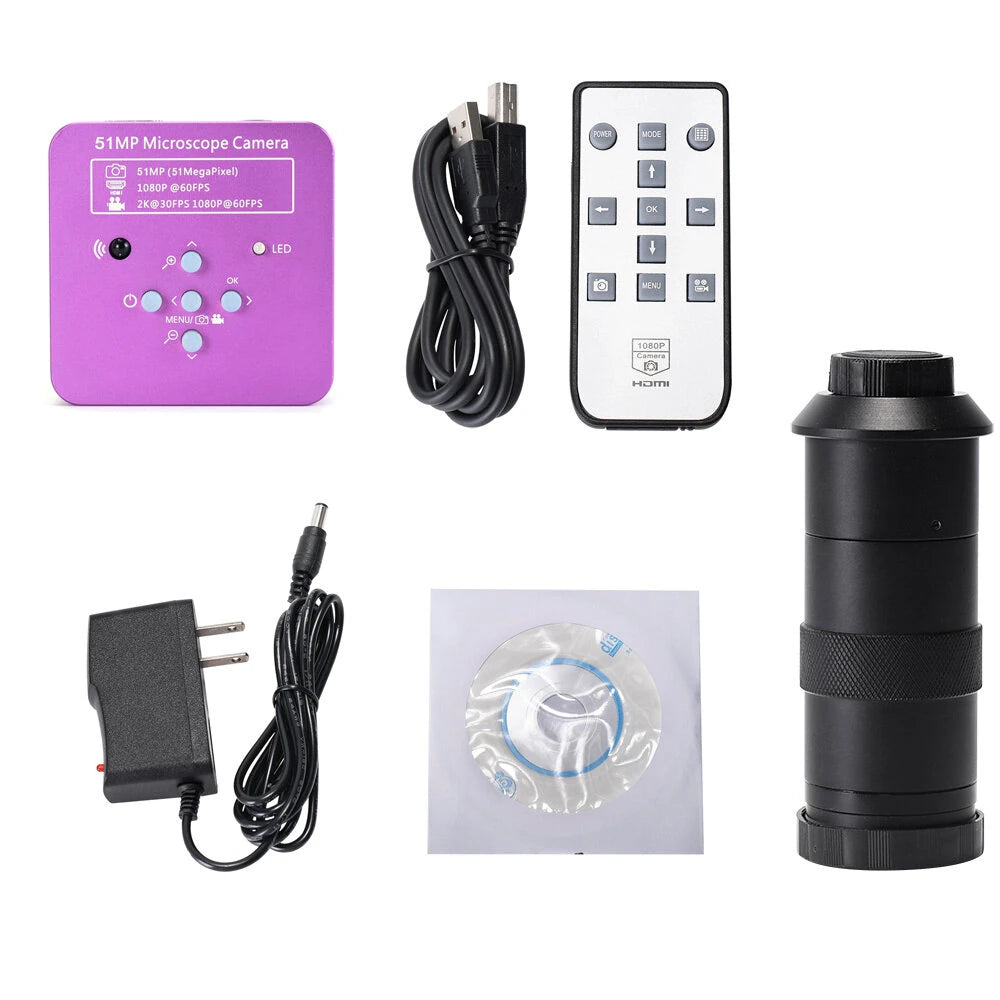 51MP HDMI Video Microscope Camera with 130X Zoom Lens for PCB Repair Soldering - HAYEAR Industrial
