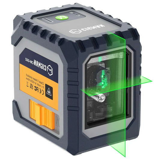 Rechargeable CIGMAN CM-G02/CM-G02A Green Laser Level Tool, 2-Line High Accuracy, 30M Range, IP54 Waterproof (510-530nm)