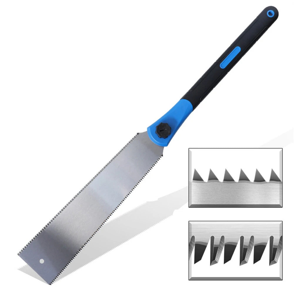 Double-Sided Hand Saw with High Hardness Manganese Steel Blade & Tri-Grinding Teeth, Comfortable TPR Handle