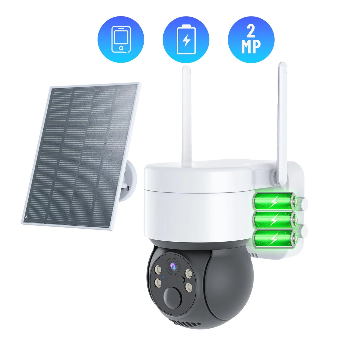 Solar-Powered TQ2 1080P PTZ WiFi Outdoor IP Camera with Night Vision & CCTV Surveillance