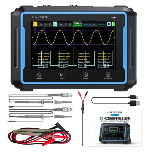 FNIRSI 2C53P 3in1 Touch 2CH 50MHz Oscilloscope & Signal Generator Digital Multimeter 19999 Counts