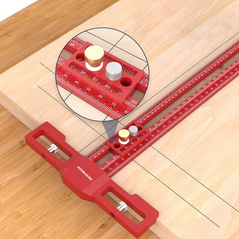 ENJOYWOOD TS-24 Multi-Function Scribing Ruler with Snap-In Slider & Adjustable Length for Precision (400mm/600mm)