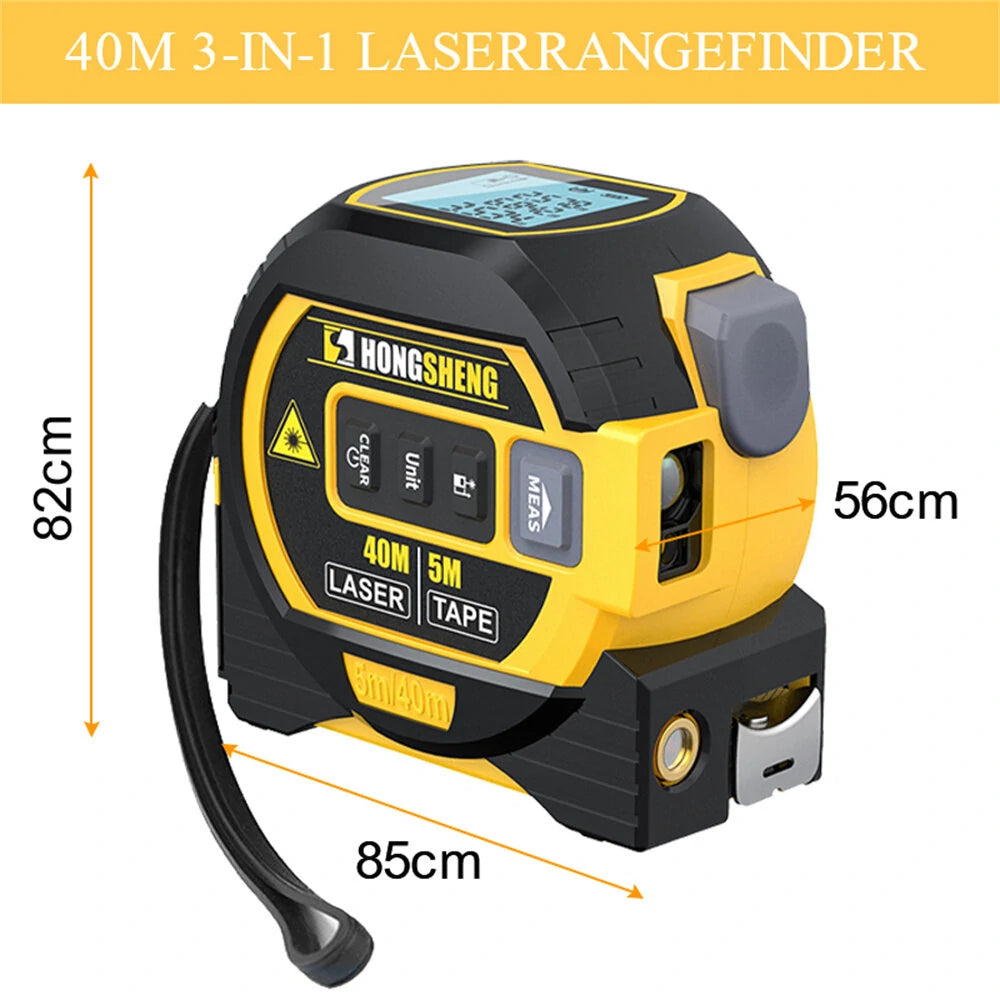 3-in-1 Laser Tape Measure: 40M/60M Rangefinder, 5M Tape, High-Precision Infrared Electronic Distance Meter