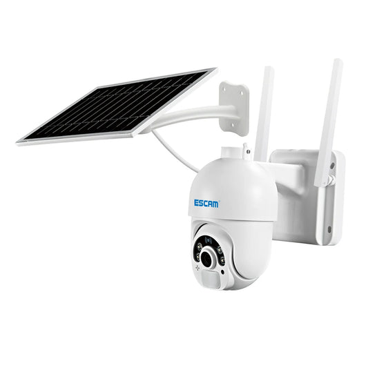 ESCAM QF250 1080P Solar-Powered WiFi Dome IP Camera with Cloud Storage, PIR Alarm, Color Night Vision, PTZ, Two-Way Audio, IP66