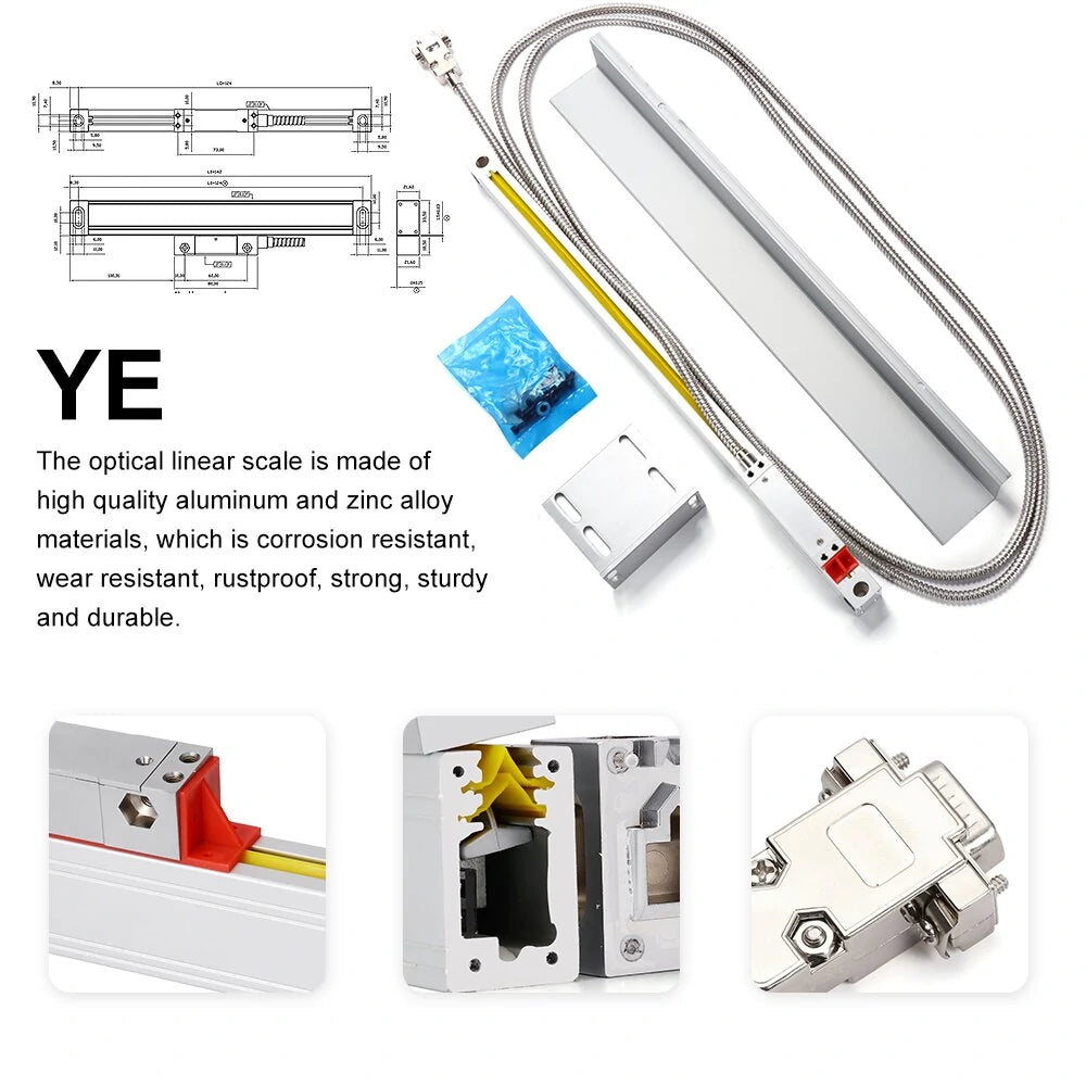 YHSINO YH800-2 High Precision Digital Ruler with Optical Linear Scale, IP54 Protection, and Large Screen Display for Milling Machines & Lathes - Includes Reliable Meanwell Power Supply