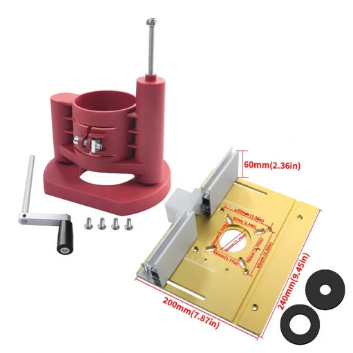 Durable Router Lift with Rapid Elevation for 63.8~65.5mm Motors and Drum Sanders – Versatile Woodworking Plate Insert