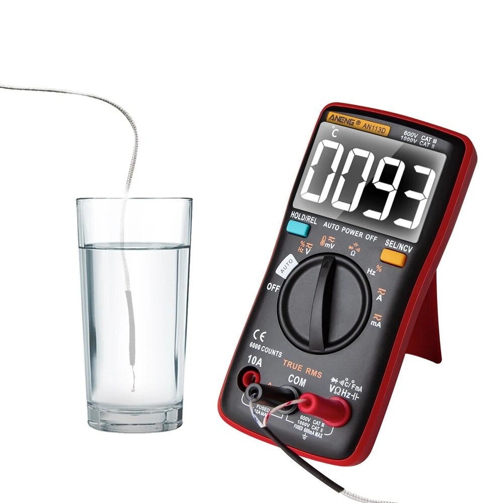 ANENG AN113D Smart True-RMS Digital Multimeter 6000 Counts - Resistance, Diode, Continuity, Temperature, AC/DC Voltage & Current Tester - Upgraded from AN8002