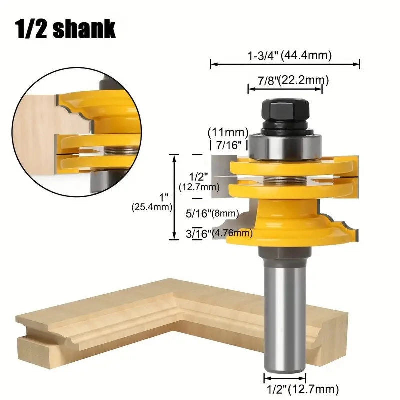 LAVIE 1/2 Shank Ogee Rail & Stile Router Bit, Reversible Glass Door Design, Precision Woodworking Milling Cutter, Factory Direct