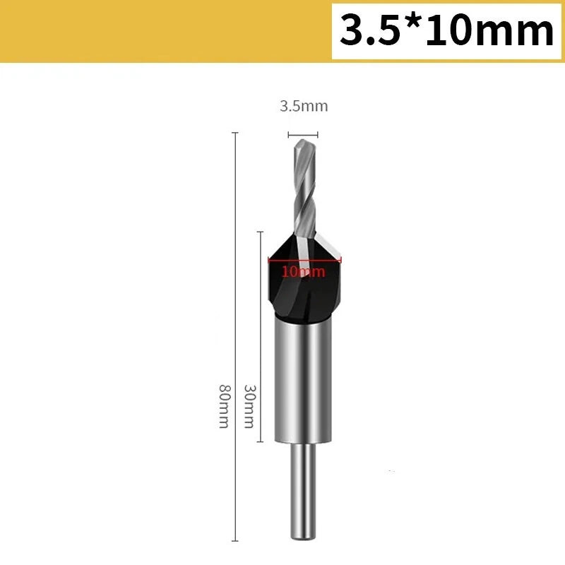 4-in-1 Countersink Drill Bit Set with Low Friction Depth Stop – Tungsten Steel, 6.25mm Shank, Sizes 2.8mm, 3.2mm, 3.5mm, 4.0mm for Wood & Metal