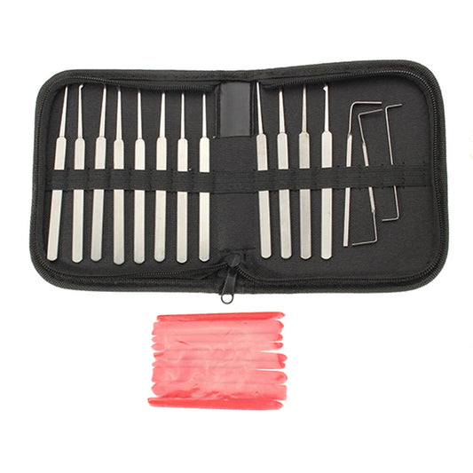 12-Piece Lock Pick Set with Transparent Locks - Comprehensive Locksmith Tool Kit