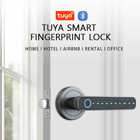 Smart Bluetooth Door Lock with Fingerprint & App Control – Tuya Anti-Theft Home Security