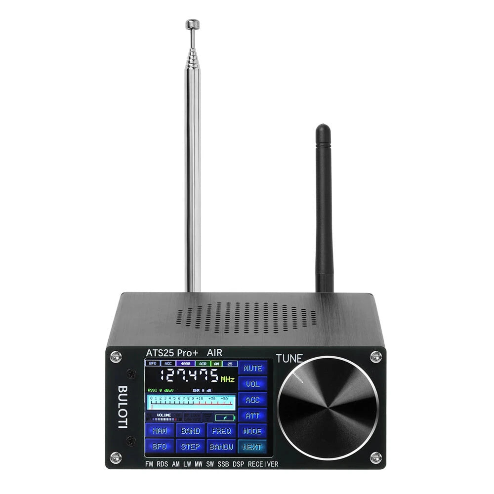 ATS25Pro+ Airband Radio Receiver with Bluetooth, 2.4 Touchscreen, 4000mAh Battery, FM/LW/MW/SW/SSB, 64-108 MHz, RDS, BNC Interface