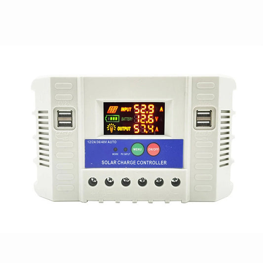 Solar Charge Controller: 10A/20A/30A Options, Multi-color LED, 12V/24V Battery Support, 4 USB Ports, Off-Grid Ready