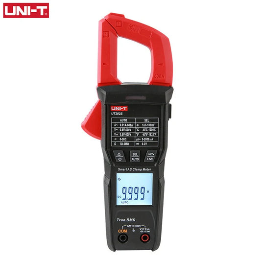 UNI-T UT202S Digital Clamp Meter, AC 600A True RMS, NCV, DC Voltage, Frequency, Capacitance, 6000 Counts, Data Hold