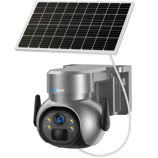 Topodome 4G Solar PTZ Outdoor Security Camera, 3MP/4MP, WiFi, Voice Intercom, PIR Detection, Floodlight, Low Power with Battery & TF Card