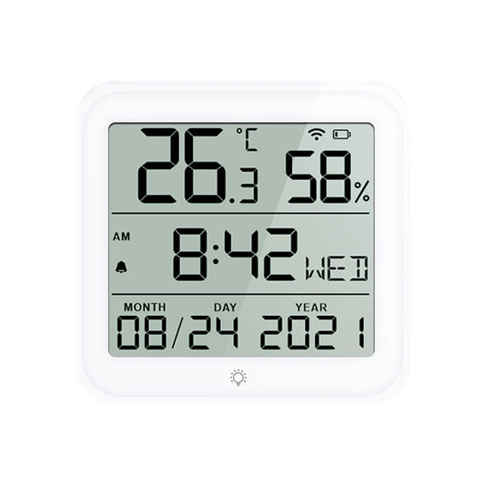 WiFi LCD Temperature & Humidity Monitor with Clock & Alarm, Celsius/Fahrenheit, Long Standby, Indoor Use