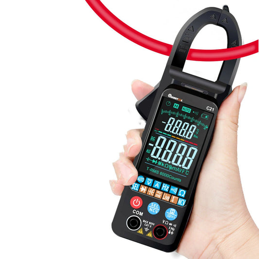 MUSTOOL C21 Digital Clamp Meter - AC/DC Current & Voltage, Large Color Screen, NCV, 6000 Counts, True RMS, Automatic Smart Multimeter