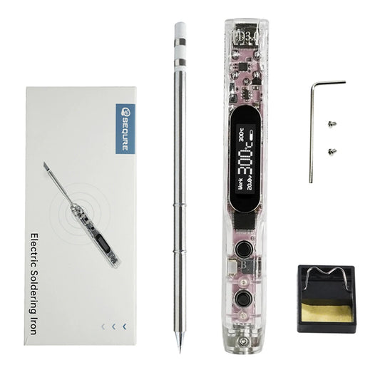 SEQUER SI012 Pro T12-B2 Max OLED Portable Soldering Iron with Color Ambience Light, Multilingual Menu, Compatible with T12 Tips and PD/QC/3S-6S Battery Power Supply