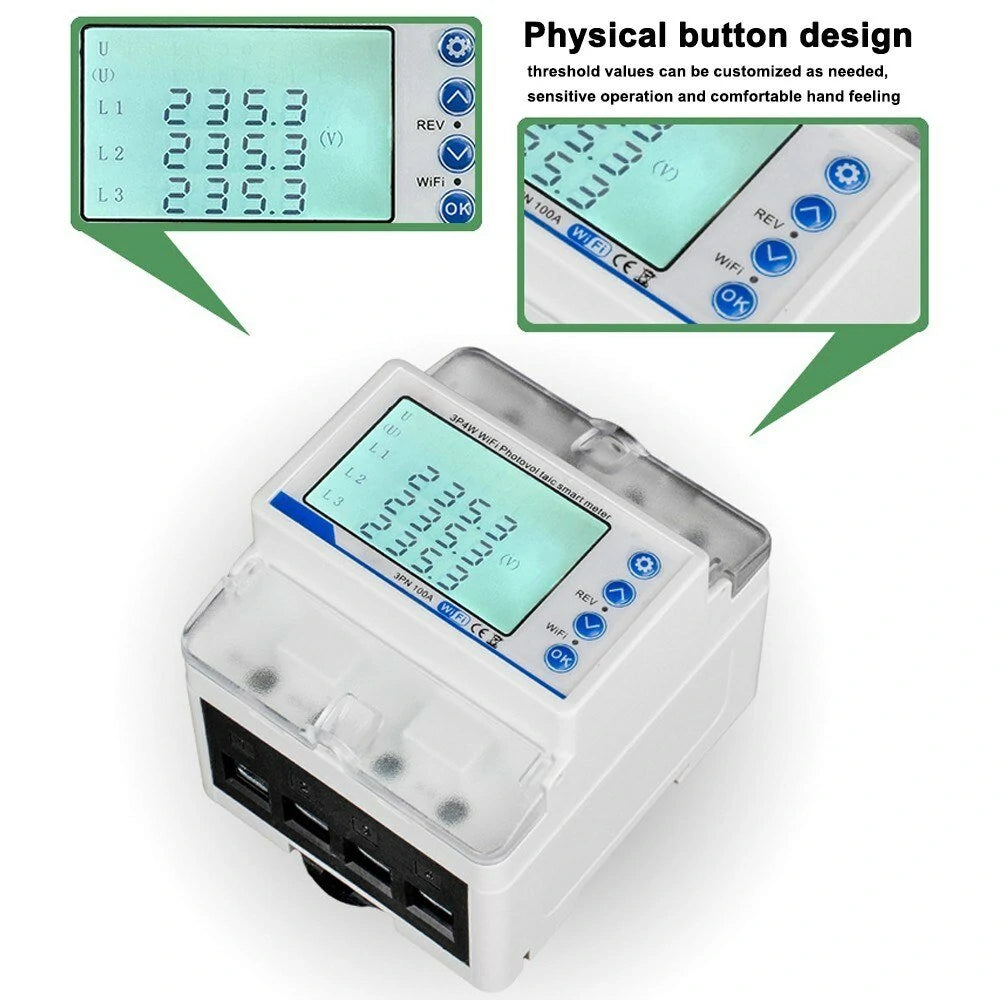 Smart 3-Phase Electric Energy Meter with WiFi Reclosing Protector