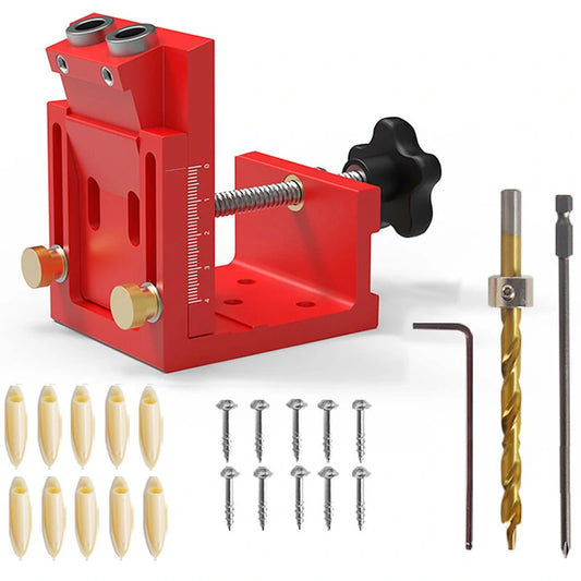 Adjustable Aluminum Alloy Woodworking Hole Puncher with Metric & Imperial Calibration - Oblique Hole Locator Dowel Jig System Set