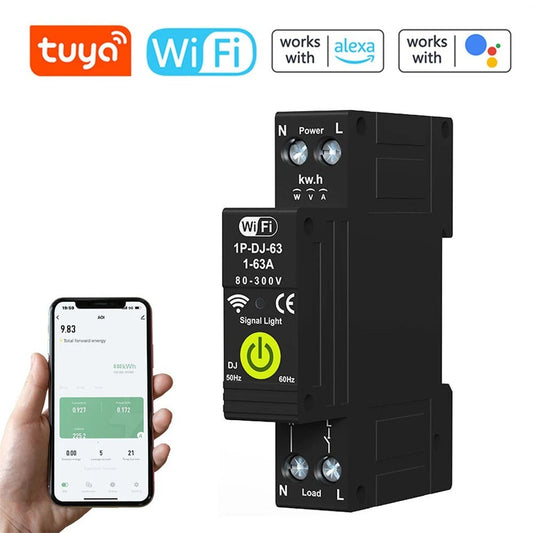 Smart WiFi Circuit Breaker with Energy Meter & Reclosing, Alexa & Google Assistant Compatible