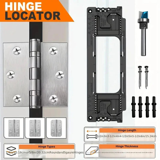 Adjustable Plastic Hinge Router Template Kit: Fits 2-1/2 to 6 Inch Hinges, Square & Rounded Corners, Easy Install, Durable Finish - Industrial Hardware Tool
