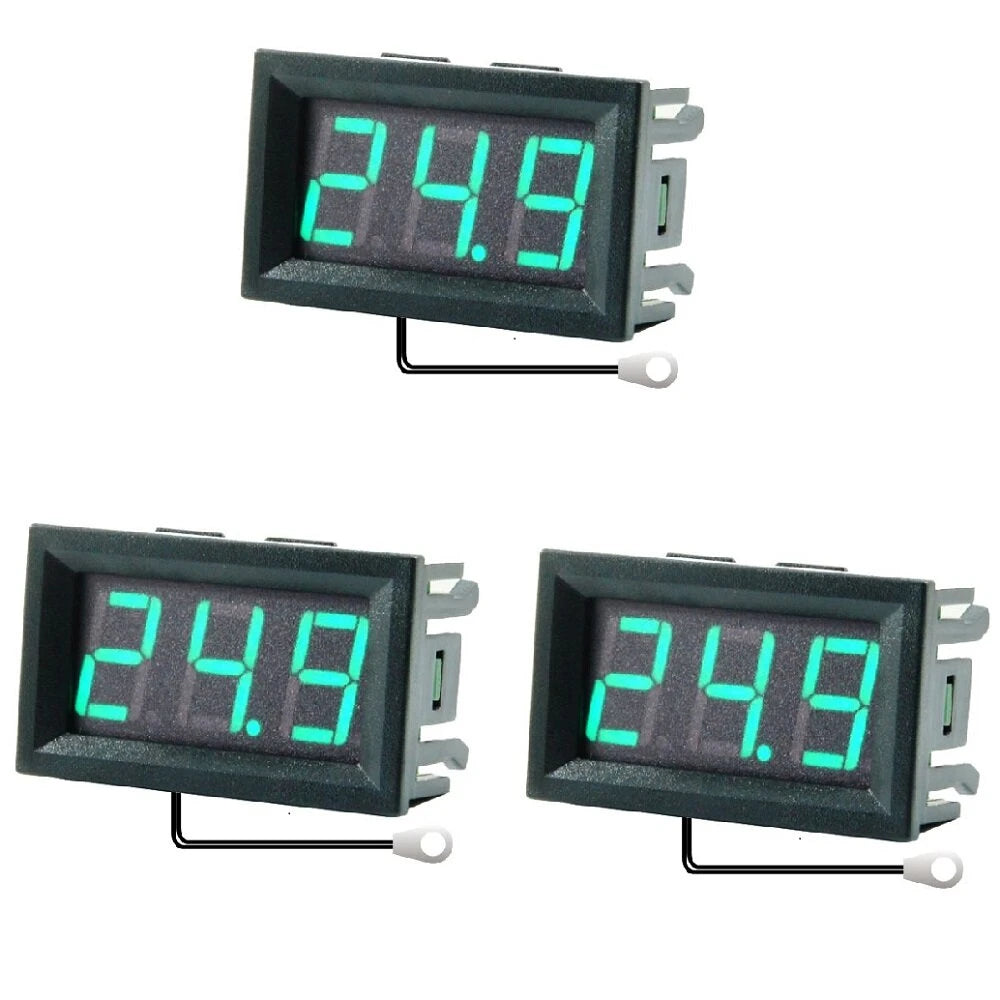 Mini Digital LCD Temperature Sensor Thermometer, 0.56 Inch, 3-Piece Set with 1M Cable, -50-120℃, DC 5-12V