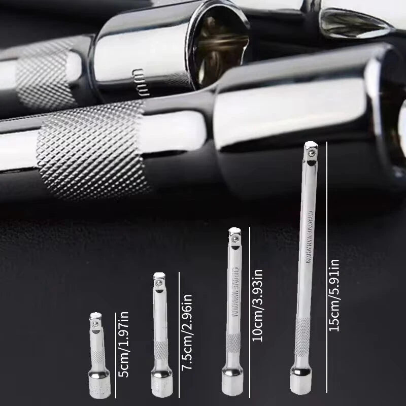 4PCS 1/4 Inch Extension Rod Set - Chrome Vanadium Steel, Quick Release Socket Wrench Tools (150mm, 100mm, 75mm, 50mm)