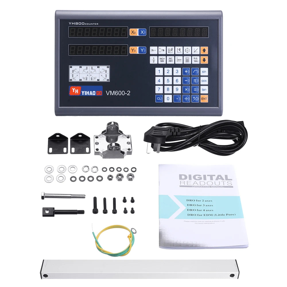 YIHAOGD YH CNC Milling DRO Display with 2/3 Axis Grating, TTL Linear Scale Encoders 50-1100mm for Lathe Tools