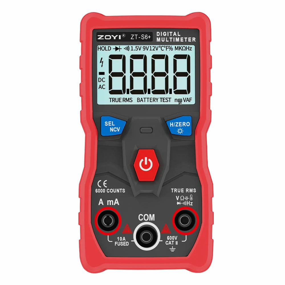 ZT-S6 Digital Multimeter, Professional AC/DC Tester with Auto Range, 6000 Counts Display