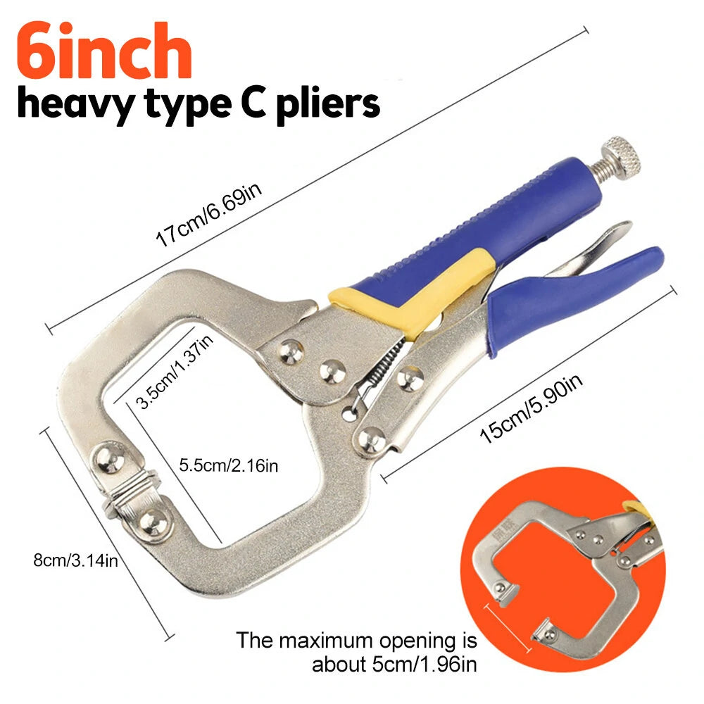 Heavy Duty Metal C Clamp Locking Pliers with Swivel Pads - 6 to 18 Inch for Woodworking, Carpentry, Cabinetry, Welding & Repair
