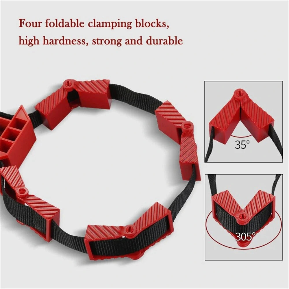 Versatile Soft Belt Strap Clamp with Foldable Blocks for Round & Irregular Shapes - Perfect for DIY Woodworking Projects