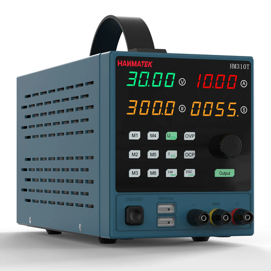 HANMATEK HM310-T 30V 10A Programmable DC Power Supply with Dual USB Output - Black