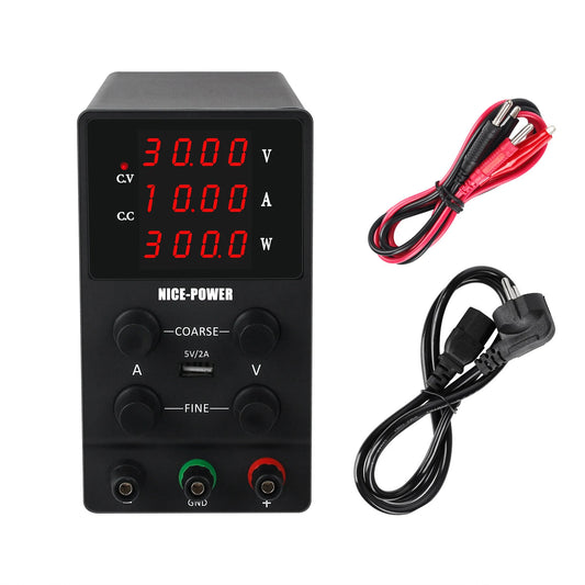 SPS3010 Digital Power Supply 0-30V 0-10A, Four-Digit Display, USB 5V2A, Adjustable Knobs, NICE-POWER Stable DC Output