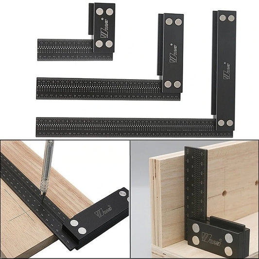 Aluminum Alloy Precision Woodworking Square Ruler - MM/Inch Carpenters Marking Gauge & Scribing Tool