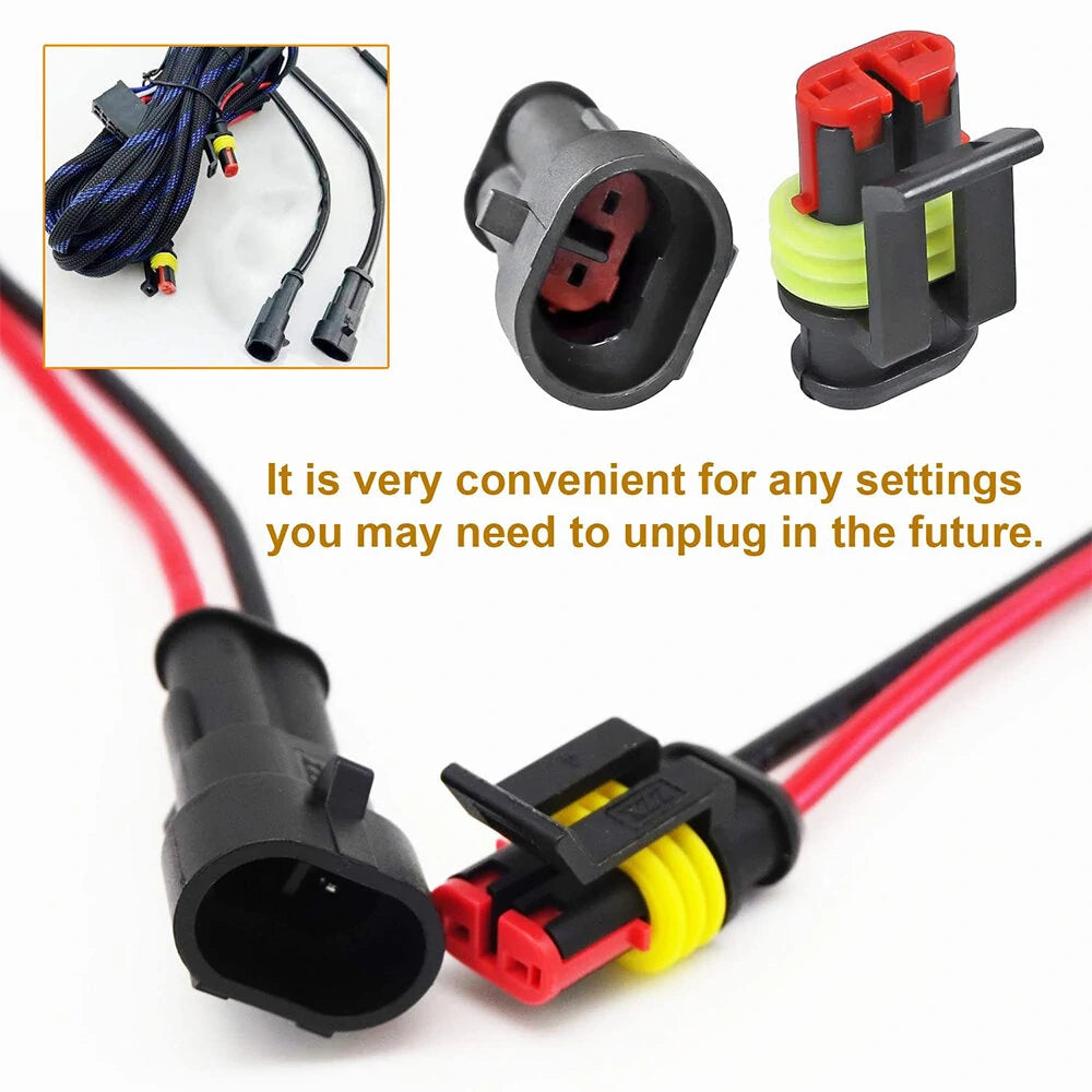 240Pcs 20 Kits Waterproof 2 Pin Automotive Electrical Quick Connectors