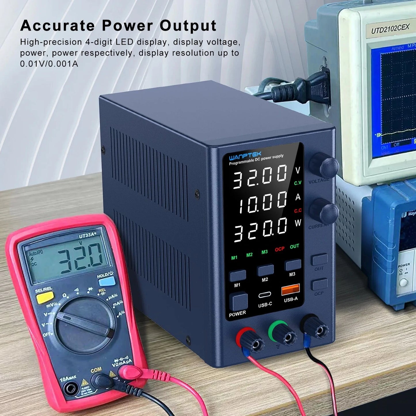 WANPTEK Digital Power Supply 0-160V 0-10A with Multi-Function Protection & Stability for Electronics - Model EPS Series