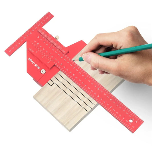 Aluminum Alloy Woodworking Scriber T Ruler - 210/280mm, Metric/Inch Scales for Carpentry