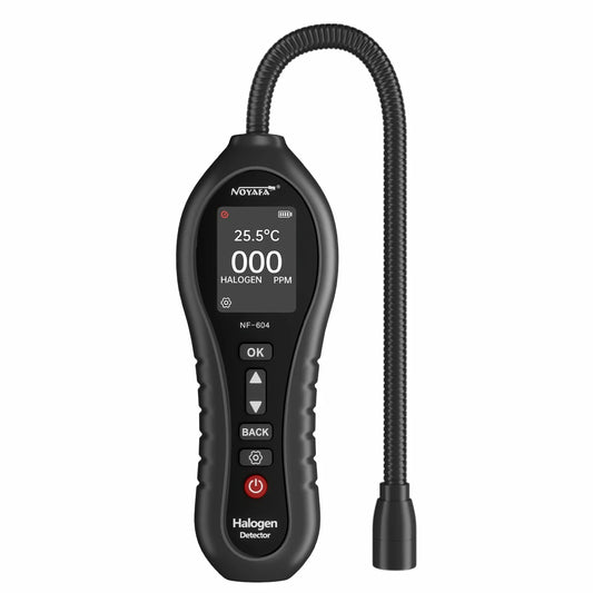 NOYAFA NF-604 High Sensitivity Halogen Leak Tester, 0-1000PPM Range, Triple Alert System, Adjustable Alarms, Temperature Test, Long Flexible Probe, Waterproof for Industrial & Home Use