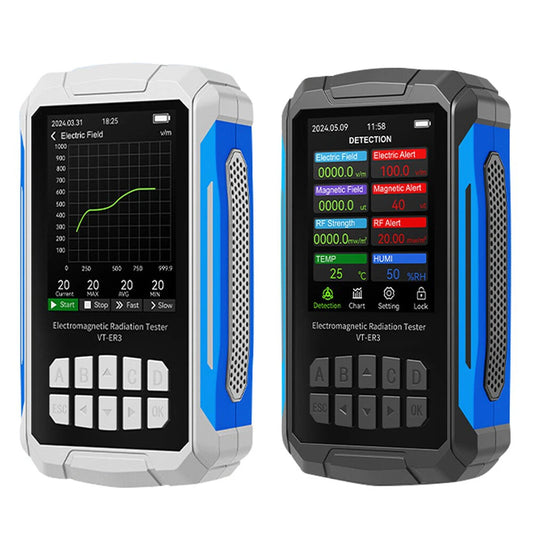 5-in-1 Electromagnetic Radiation Tester: Radio Frequency, Electric/Magnetic Field Strength, Temperature & Humidity with Customizable Settings